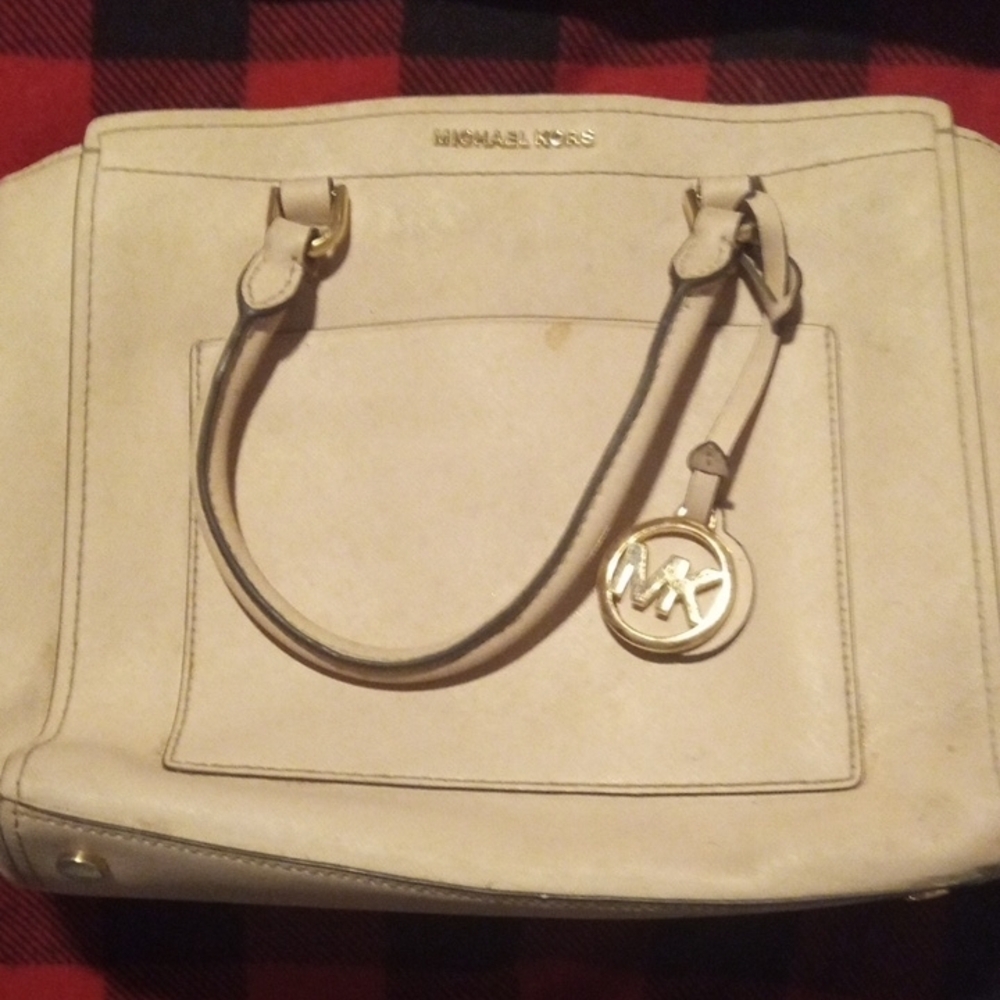 Michael Kors Cream Satchel with Structured Design